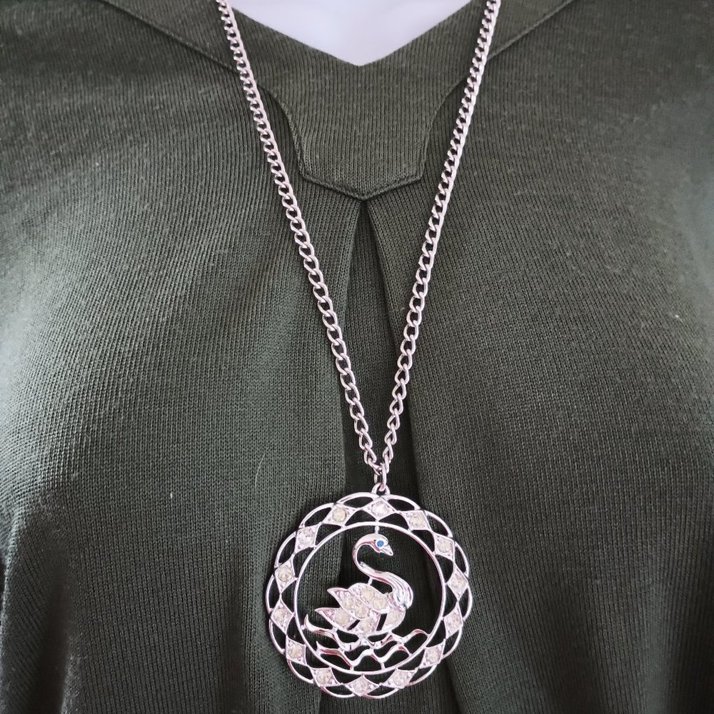 Fashion Necklace Pendant Swan Rhinestone Accessory
